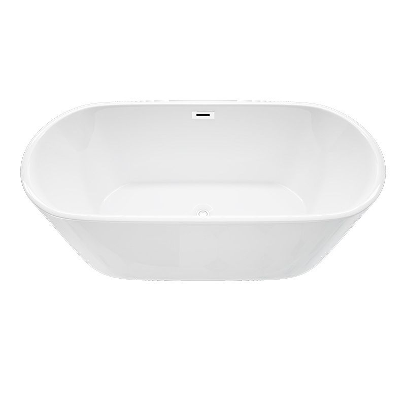 Oval Tub with Drain and Overflow Trim Modern Acrylic Soaking Bathtub