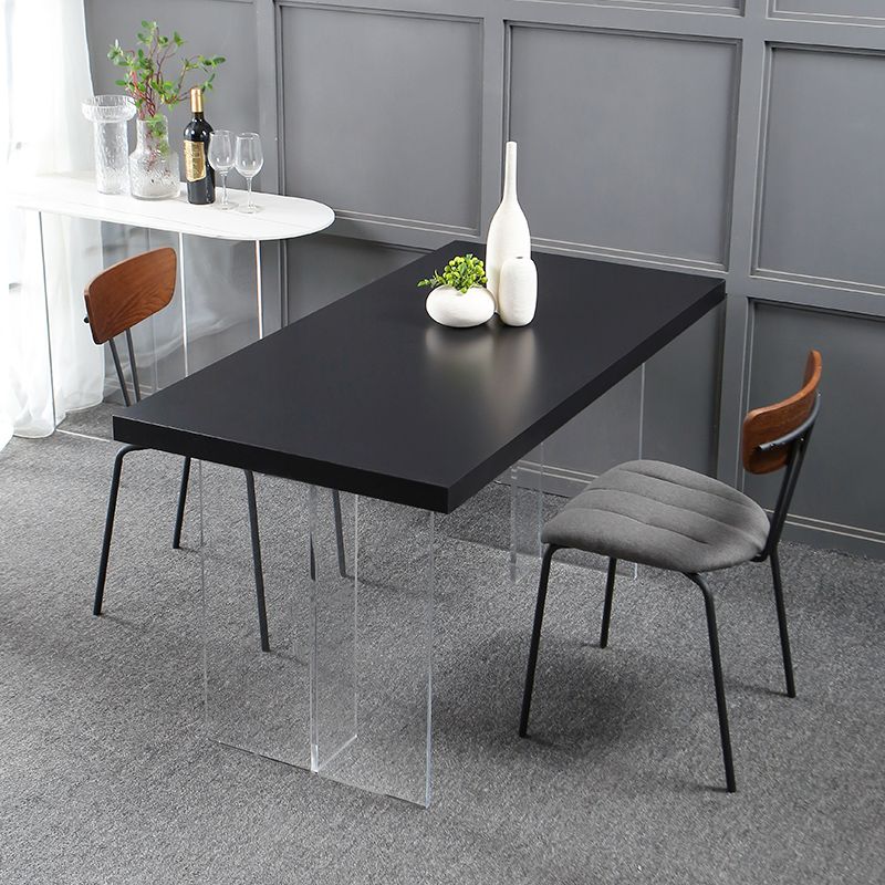 Base transparente Double guéridon moderne plateau en pierre Table de dîner cuisine maison