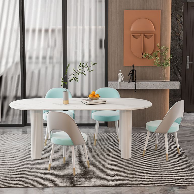 Solid Wood Legs Contemporary Free Form Dining Table Sintered Stone Dining Table for Kitchen