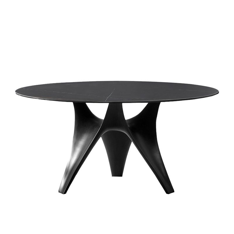 Contemporary Dining Table Stone Round Dining Room Table with Tripod Base