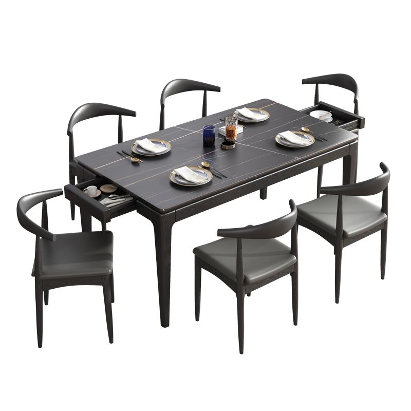 Stone Dining Site Table Midcentury Style Rectangle Dining Table for Kitchen Home