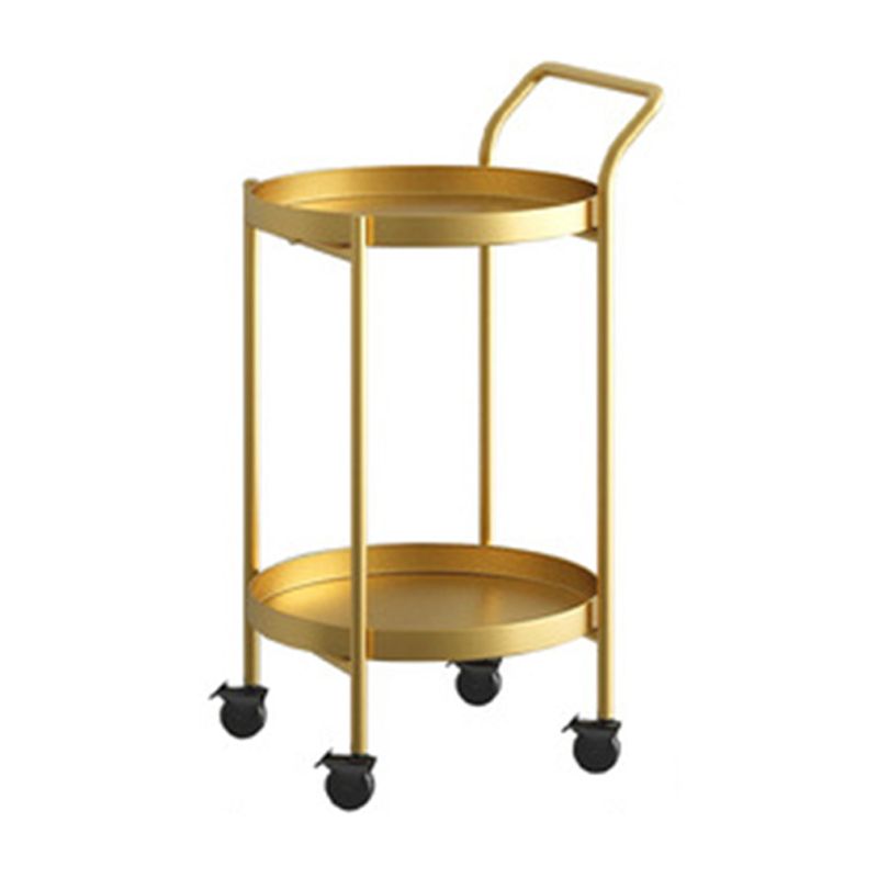 Mid-Century Metal Round Tray Top Side Table 4 Legs End Table with Shelf