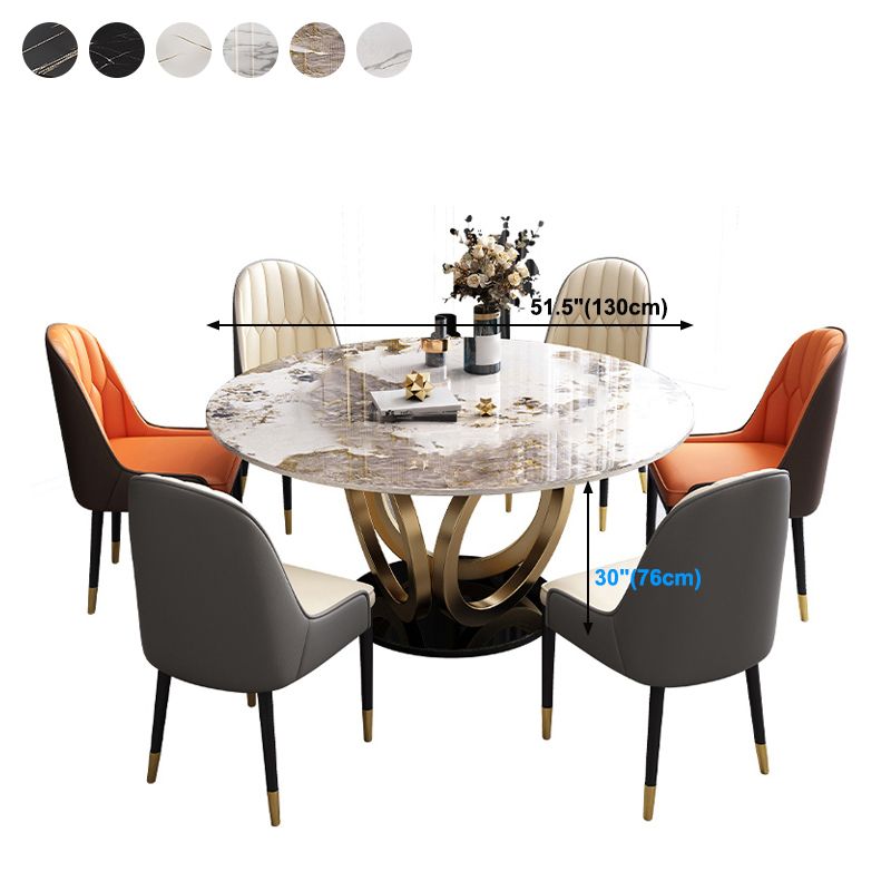 Glam Restaurant Sintered Stone Table Round Pedestal Dining Table