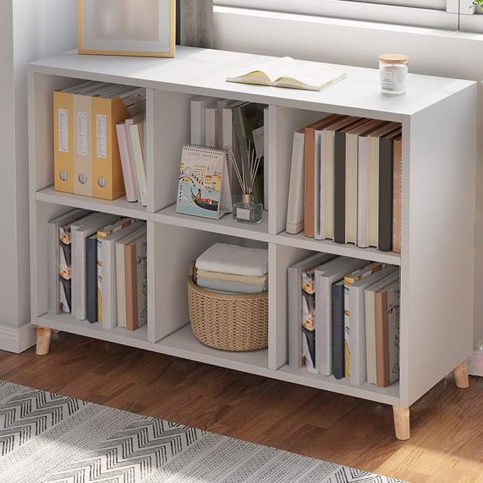 Modern Standard Wooden Bookcase Closed Back Bookshelf for Balcony and Living Room