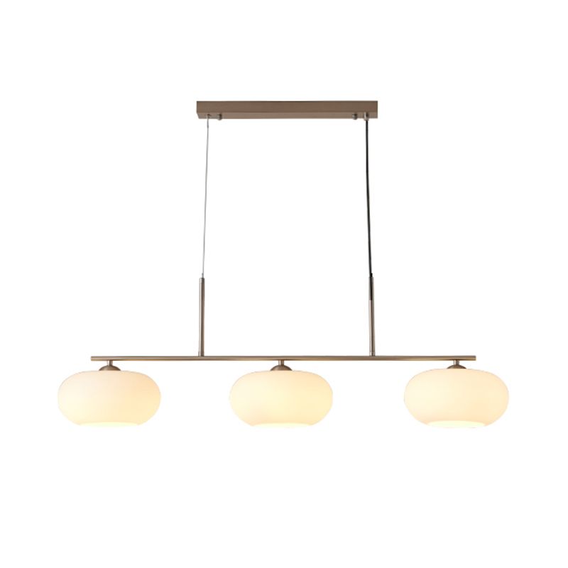 Glass Shade Hanging Island Lights Modern Drum Shape Island Lighting Ideas for Kitchen