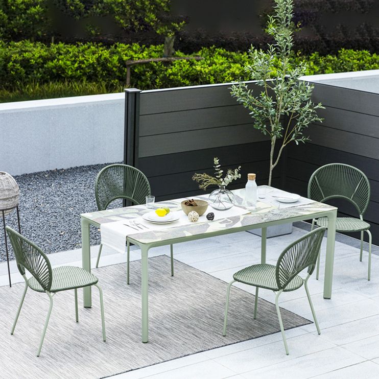 Modern 1/2/3/5/7 Pieces Metal Dining Set Glass Dining Table Set for Outdoor