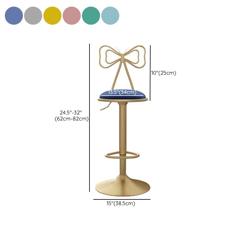 Glam Low Back Dining Stools Adjustable Height Bar Stools with Footrest