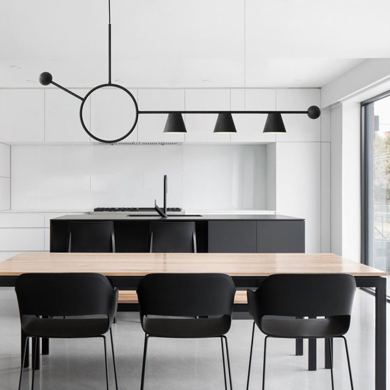 3 luces de la isla de cono de luz accesorios de iluminación de isla de metal contemporáneo