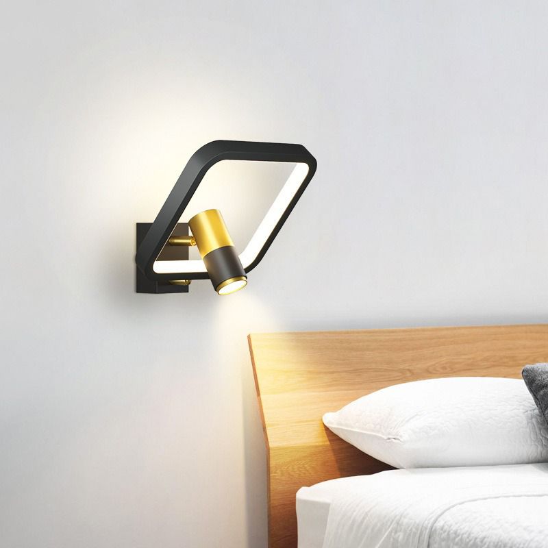 Light Luxury Metal Wall Light Geometry LED Wall Lamp with Silica Gel Shade for Bedroom