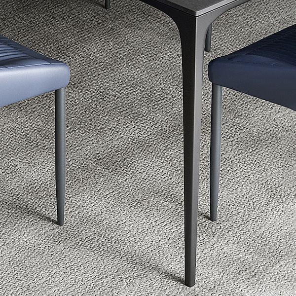 Modern Rectangular Grey Stone Top Dining Table with 4 Black Legs