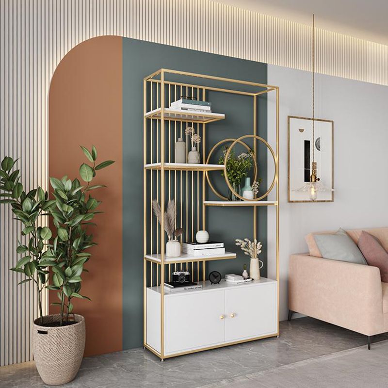 11.8" W Modern Metal Bookcase with Rectangular Shelves Etagere Bookshelf