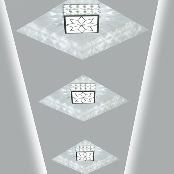 Plafonnier LED carré de style créatif et moderne, plafonnier en cristal avec trou de 2.5 à 3.5 pouces de diamètre