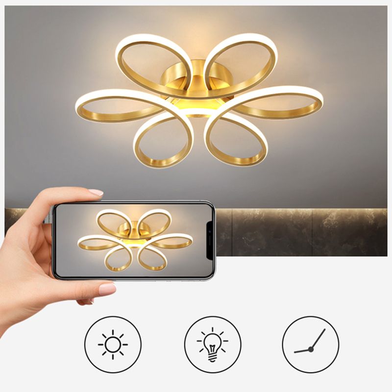 Flower Semi Flush Mount Luz acrílico Simplicidad moderna Fluce de techo de descarga para dormitorio