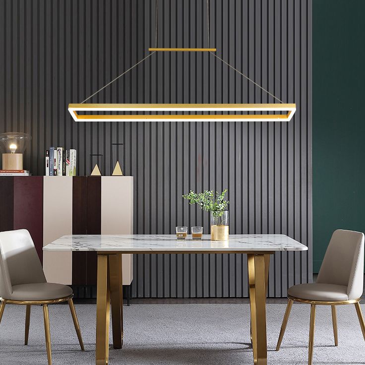 Modern Minimalist Rectangle Island Light Metal LED Restaurant Pendant Lighting for Living Room