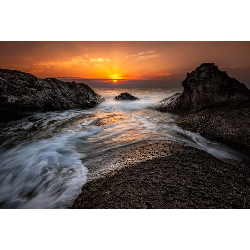 Yellow Sunset with Surge Mural Waterproof Wall Covering for Accent Wall, Size Optional