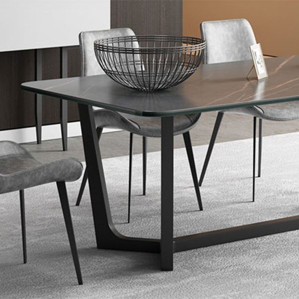 Modern 1/4/5/7 Pieces Rectangle Dining Set Sintered Stone Dining Table with Leather Chairs