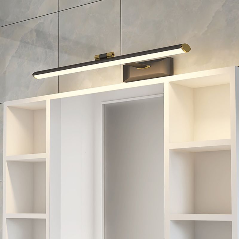 Linear Shape Metal Sconce Light Modern Style 1-Light Mirror Wall Mounted Lighting