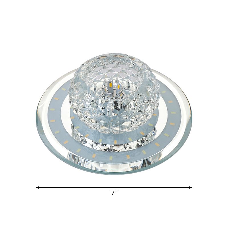 Geometrical Foyer Ceiling Light Fixture Faceted Crystal LED Simplicity Flush Mount in Chrome