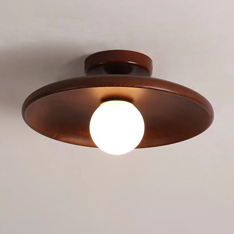 1 Light Flush Mount Fixture Contemporary Wood Flush Light for Corridor