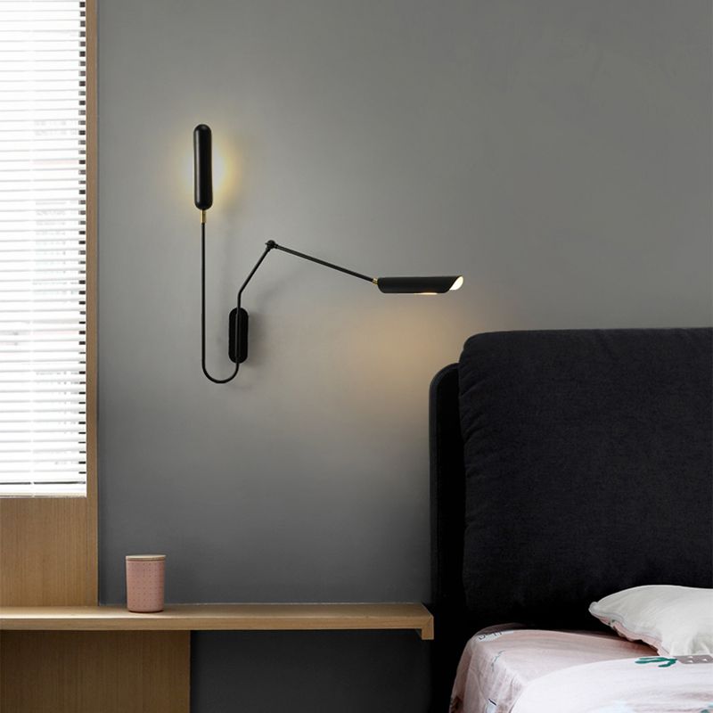 Black Modern Wall Sconce Geometric Shape Wall Light with Metal Shade for Living Room