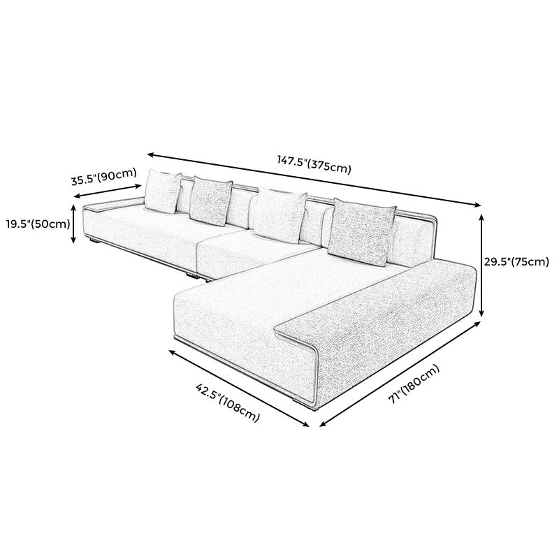 146.46"L x 70.87"W x 29.53"H Contemporary Fabric Square Arm Sectionals