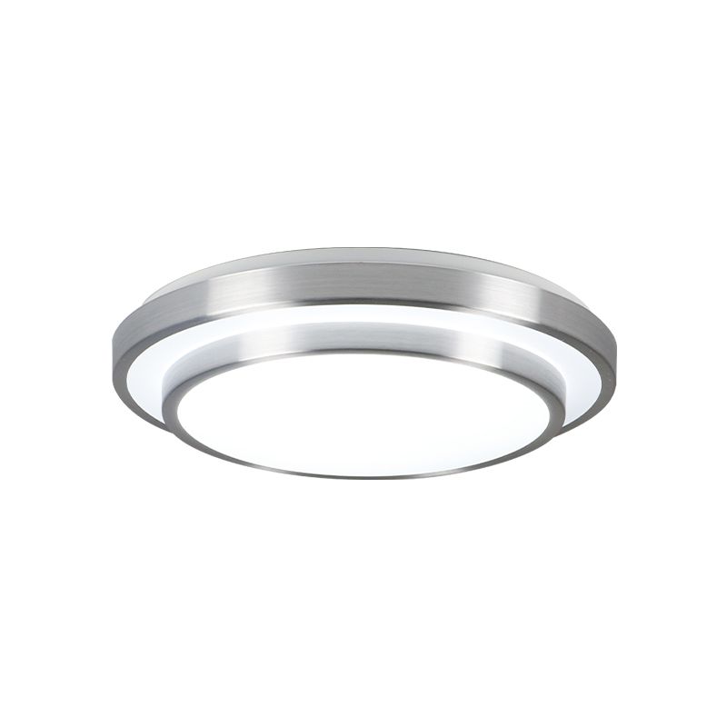 Silver 2 Tiers Flush Mount Lighting with Acrylic Shade Modern Integrated LED Ceiling Flush Mount for Living Room, 9 "/12" /14 " Dia