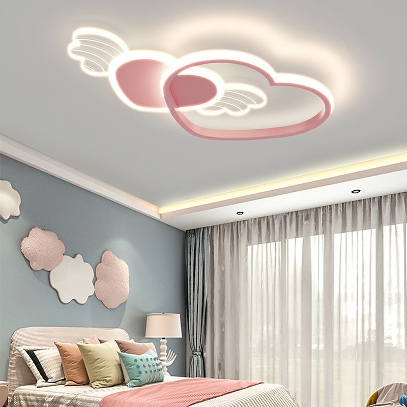 2-Light Pink Modern Flush Mount Lighting Acrylic Ceiling Light for Bedroom