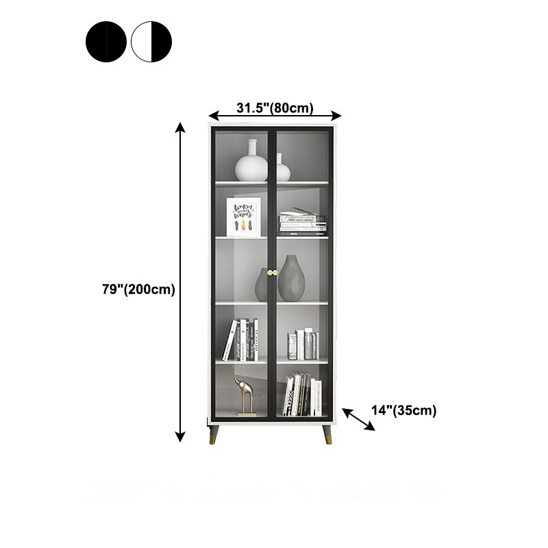 Manufactured Wood Glam Standard Bookcase Closed Back Bookcase with Glass Door