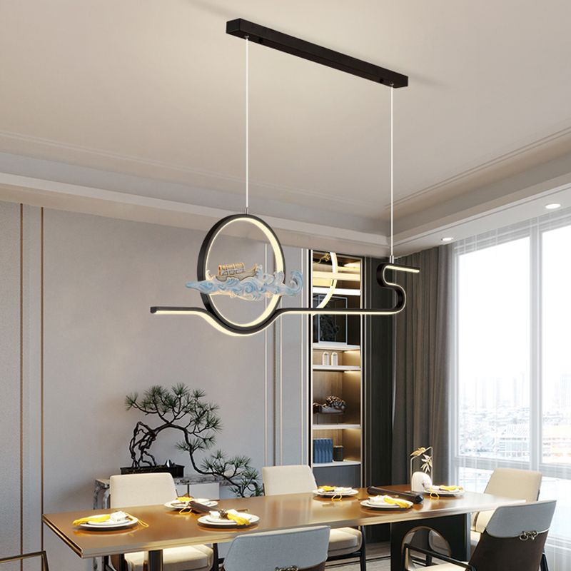 Linear Shape Island Lights Modern Style Metal 2-Light Pendant Light Fixtures