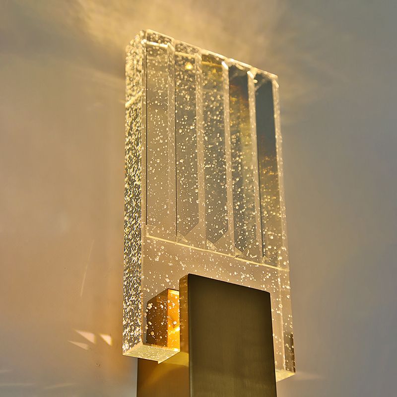 Bobble Crystal Rectangular LED SCONCE Postmodern Brass Wall Lighting per camera da letto