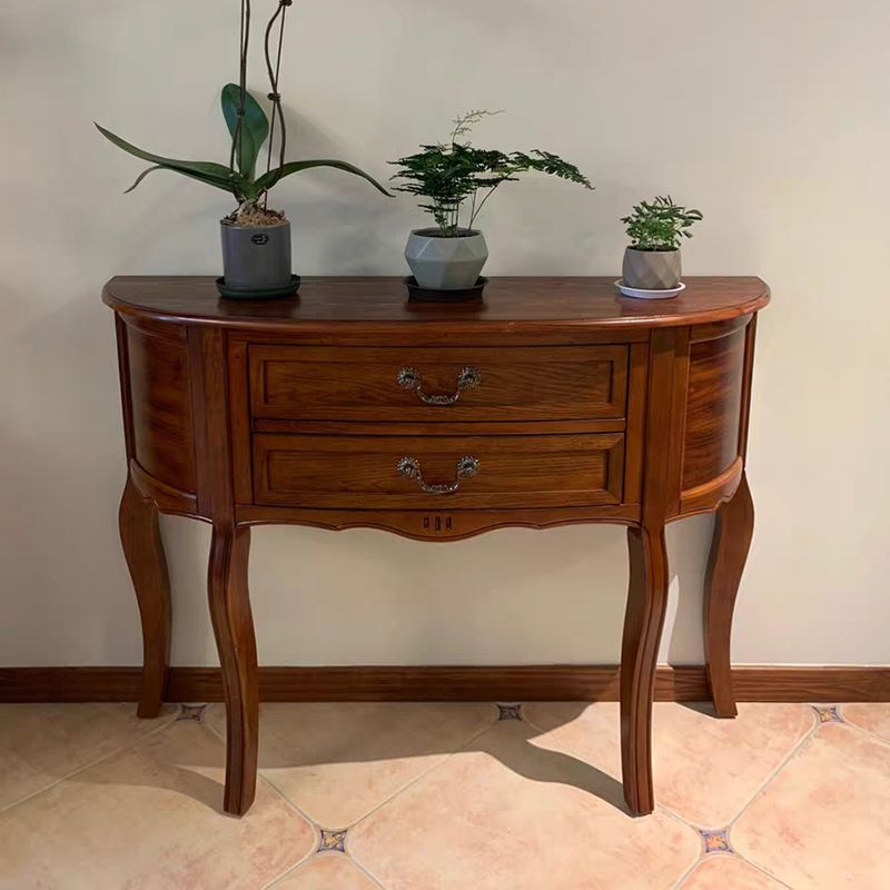 Mid-Century Modern Console Table 2-drawer Solid Wood Console Sofa Table