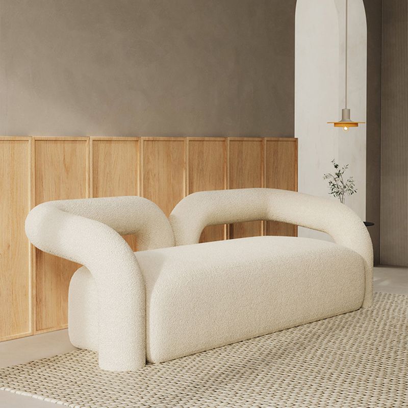 Contemporary Style Curved Sofa Statement Tuxedo Arm Sofa in White