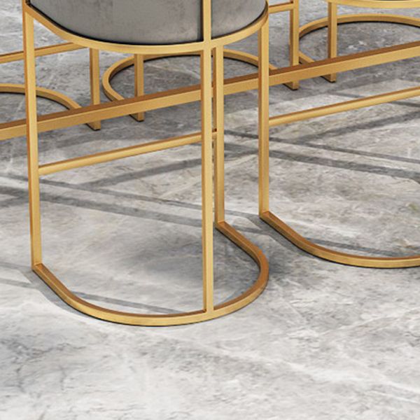 Matte Finish Footrest Armed Stool Low Back Glam Home Velvet Stool