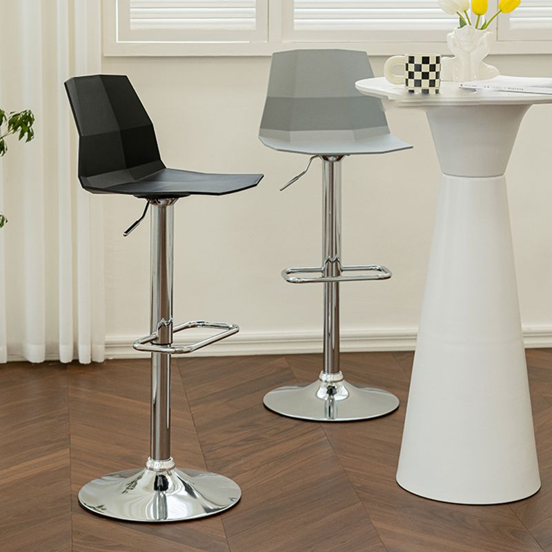 Contemporary Style Adjustable Plastic Bar Stool with Metal Legs
