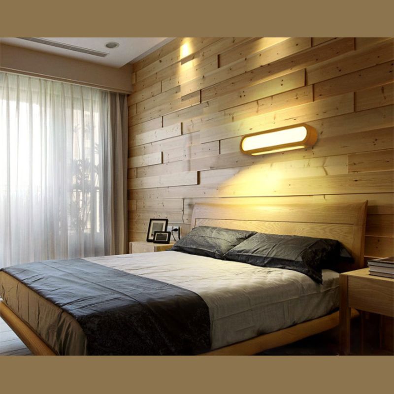 Langwerpige badkamer ijdelheid spiegellamp houten led LED Noordse wandmontage licht in beige