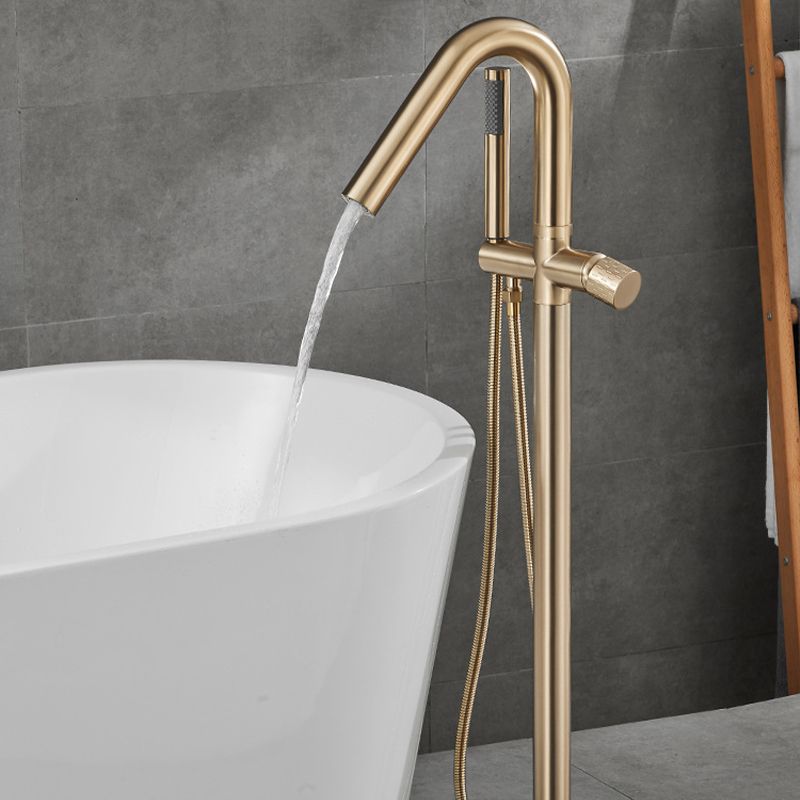 Floor Mounted Metal Freestanding Tub Filler Hand Shower Freestanding Faucet