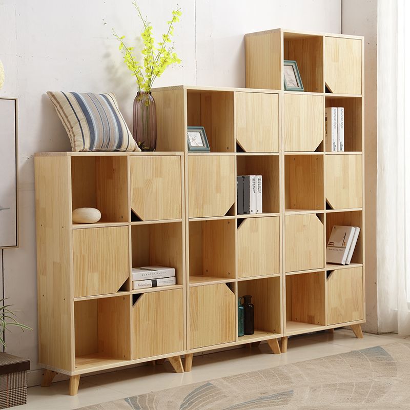 Modern Standard Wooden Bookshelf Closed Back Natural Bookcase with Shelves