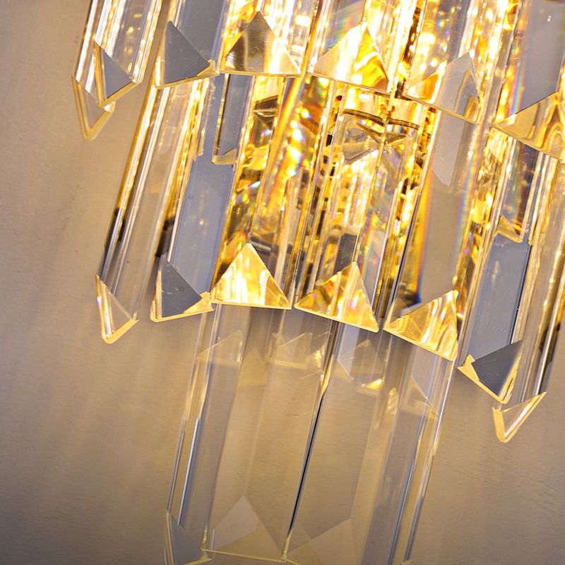 Modern Style Tiered Shape Wall Light Crystal 3 Light Sconces for Bedroom