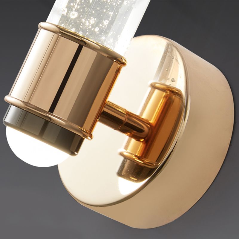 Modern Metal Wall Sconce Cylinder Shape Wall Light with Crystal Shade for Dining Room