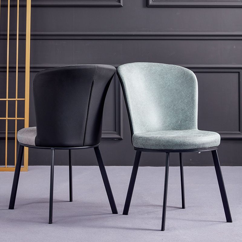 Silla de comedor contemporánea de metal, silla lateral sin brazos para comedor con respaldo lateral
