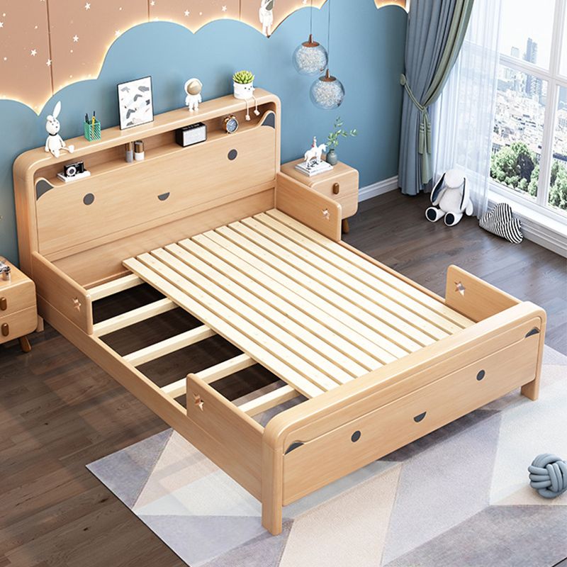 Scandinavian Rectangular Panel Headboard Standard Bed with Legs