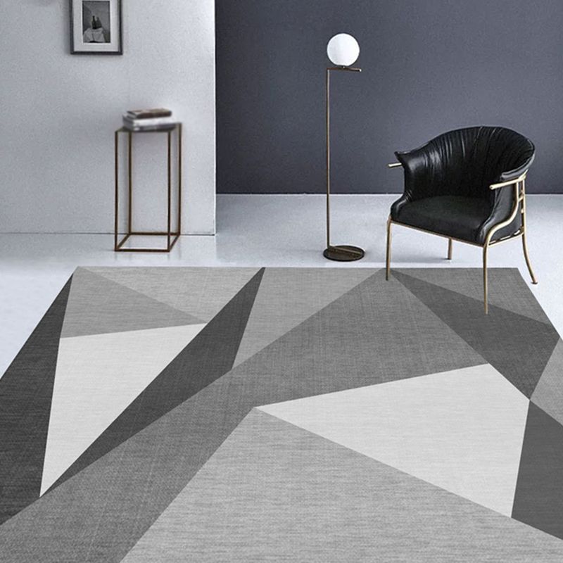 Grey Tone Nordic Carpet Polyester Geometric Pattern Indoor Rug Anti-Slip Backing Rug for Home Decor
