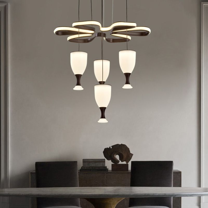Café 4 tasse et plafond luminaire moderniste LED Acrylique Multi Light Pendant