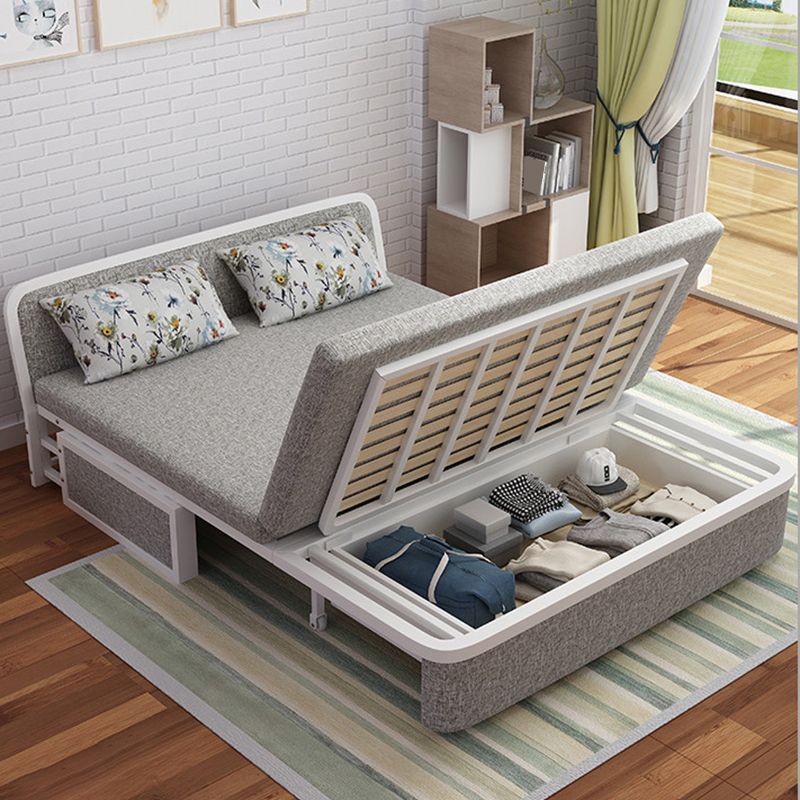 Linen Sofa Bed Scandinavian Square Arm Sleeper Sofa, 35.43" Wide