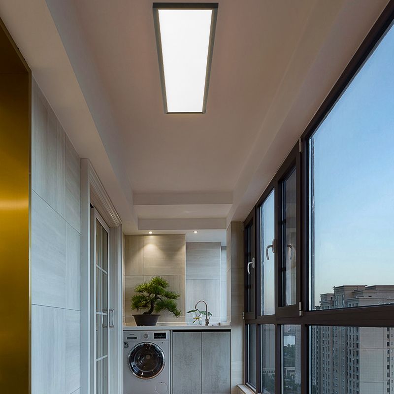 Plafonnier LED de forme rectangulaire en aluminium moderne, 1 lumière, montage encastré pour salle à manger