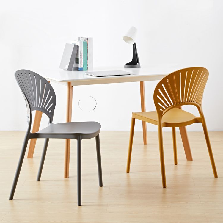 Contemporary Style Plastic Dining Armless Chair Open Back Dining Side Chair