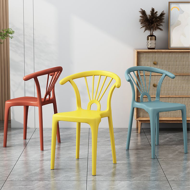 Silla plástica moderna para interiores y exteriores, silla individual sin brazos Wishbone para Patio