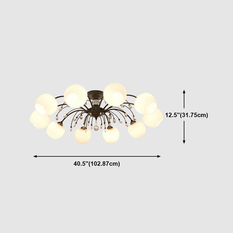Glas Schwarz Semi Flush Mount Lighting Kugel-minimalistische Deckenleuchte