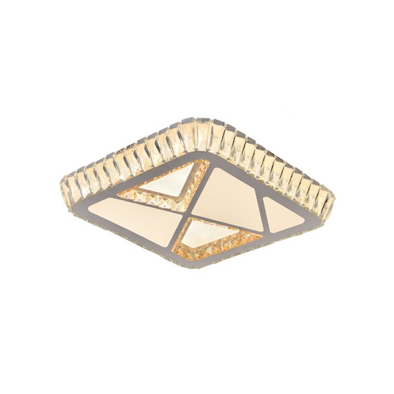 White LED Ceiling Flush Light Modernist Crystal Square Flush-Mount Light Fixture for Bedroom