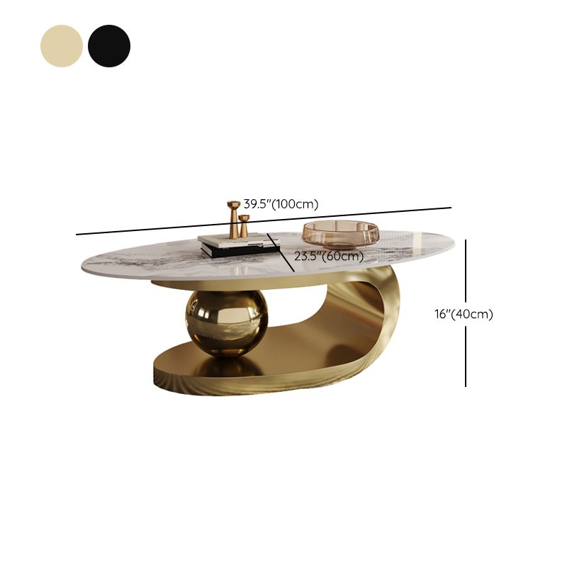 Metal Abstract Base Cocktail Table Glam Slate Top Coffee Table